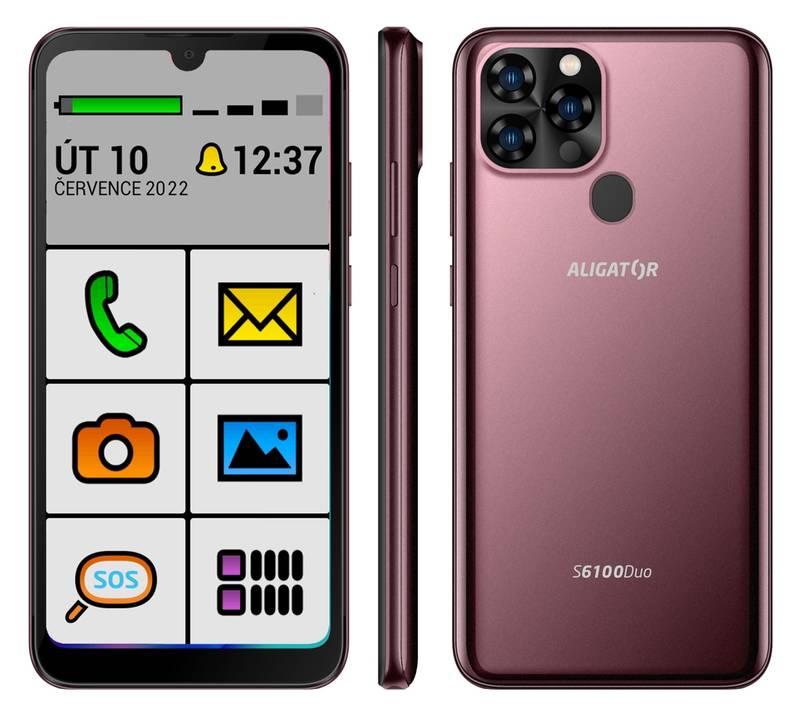 Mobilní telefon Aligator S6100 Senior vínový