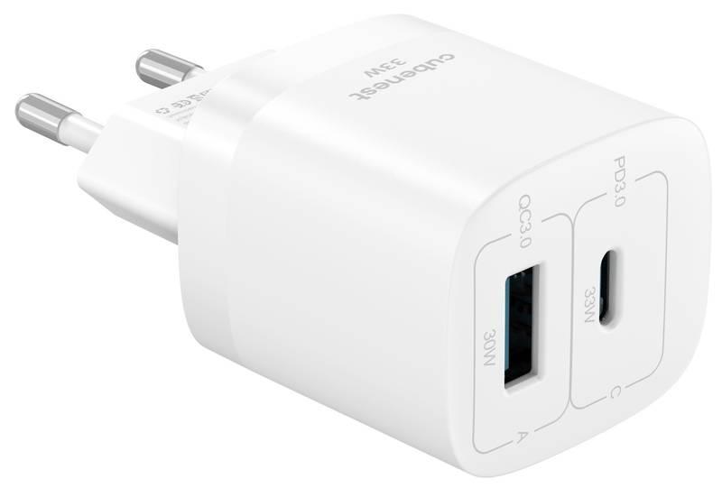 Nabíječka do sítě CubeNest S2D0 GaN, USB-C USB, 33 W bílá