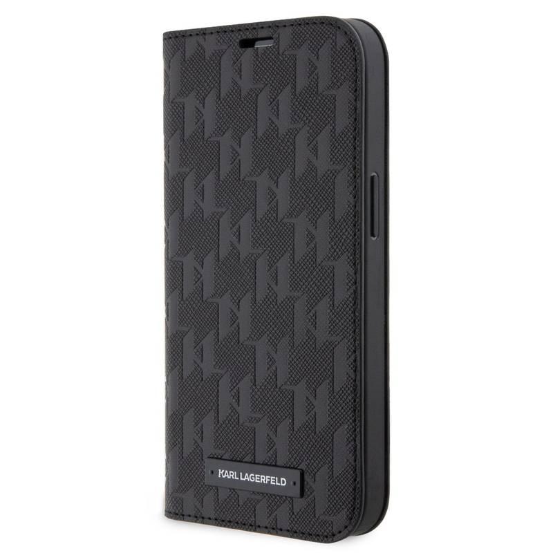 Pouzdro na mobil flipové Karl Lagerfeld PU Saffiano Monogram na Apple iPhone 14 černé