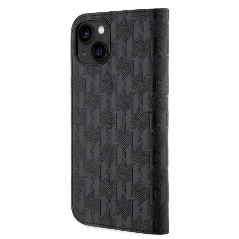 Pouzdro na mobil flipové Karl Lagerfeld PU Saffiano Monogram na Apple iPhone 14 černé