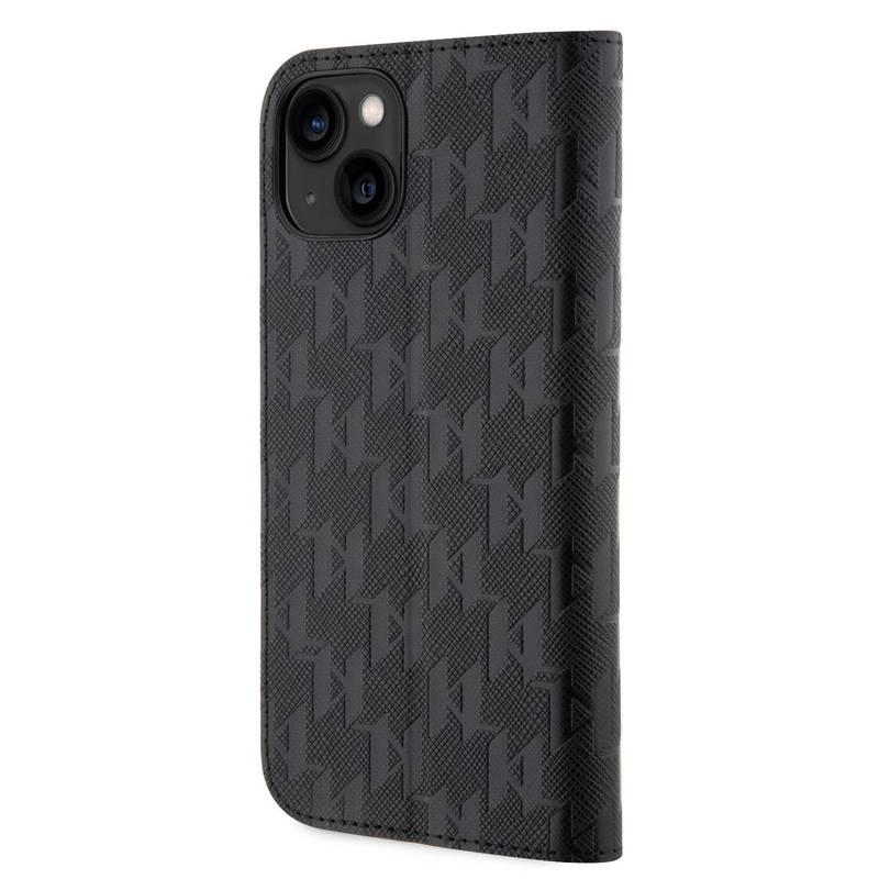 Pouzdro na mobil flipové Karl Lagerfeld PU Saffiano Monogram na Apple iPhone 14 černé