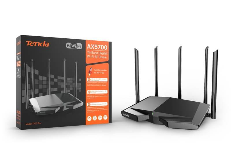 Router Tenda TX27 Pro - Wi-Fi AXE5700 černý