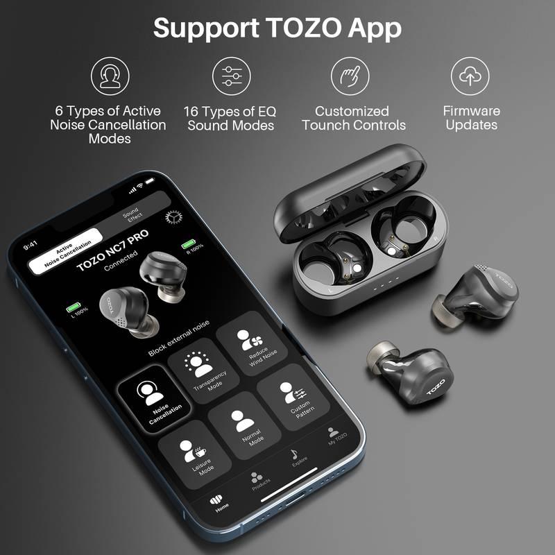 Sluchátka TOZO NC7 Pro černá
