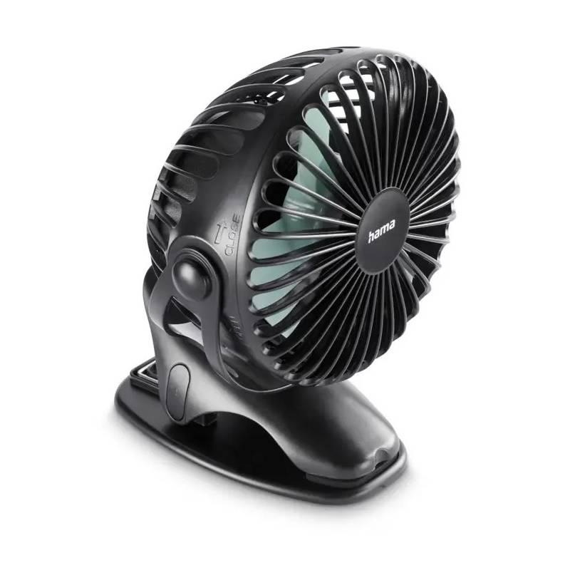 Ventilátor Hama stolní, USB, s klipem, 3 rychlosti černý