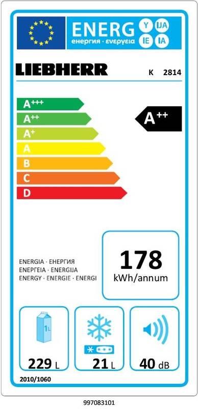 Chladnička Liebherr Comfort K 2814 bílá