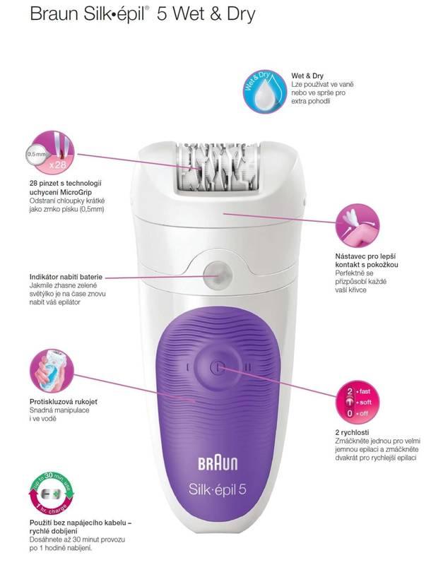 Epilátor Braun Silk épil 5-511 Wet&Dry bílý modrý