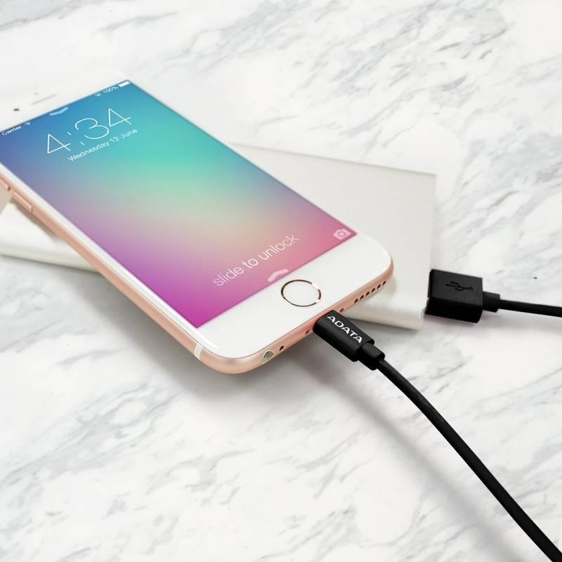 Kabel ADATA Sync & Charge USB Lightning, 1m, MFi černý