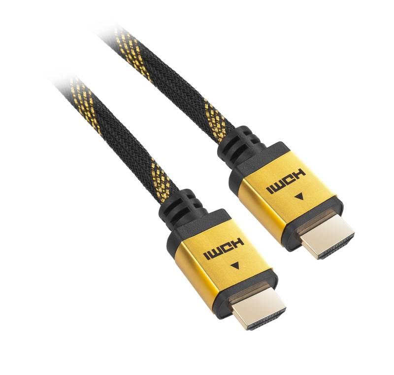 Kabel GoGEN HDMI 1.4, 1,5m, opletený, pozlacený, s ethernetem černý, Kabel, GoGEN, HDMI, 1.4, 1,5m, opletený, pozlacený, s, ethernetem, černý