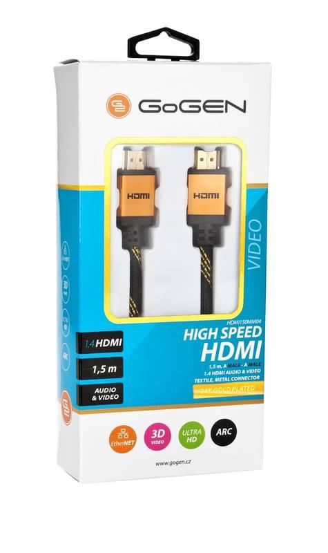 Kabel GoGEN HDMI 1.4, 1,5m, opletený, pozlacený, s ethernetem černý