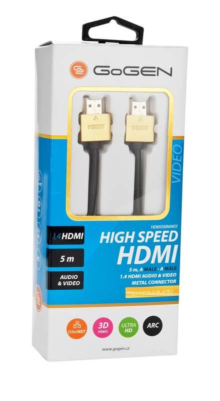 Kabel GoGEN HDMI 1.4, 3m, pozlacený, High speed, s ethernetem černý