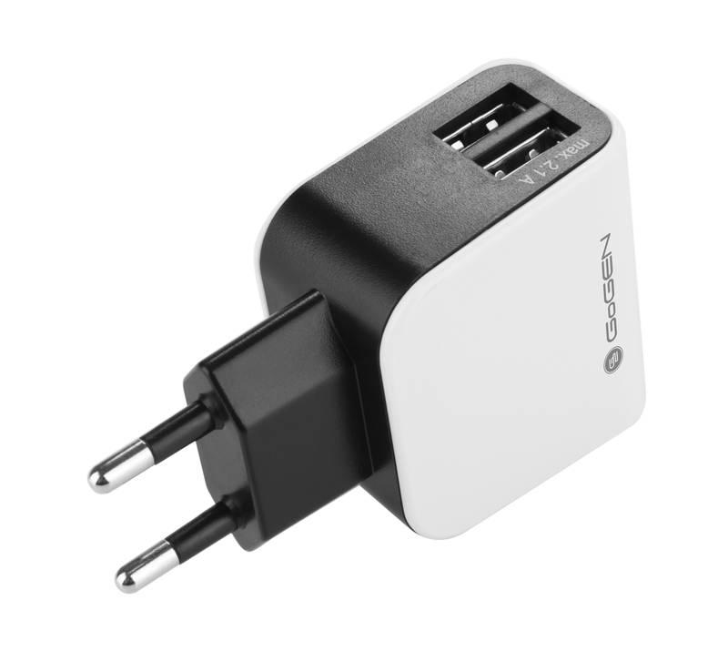Nabíječka do sítě GoGEN ACH 200, 2x USB, 2,1A černá bílá