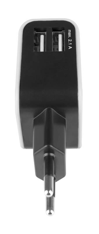 Nabíječka do sítě GoGEN ACH 200, 2x USB, 2,1A černá bílá