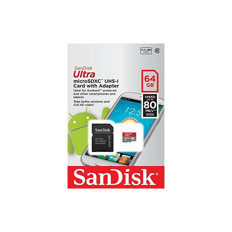 Paměťová karta Sandisk Micro SDXC Ultra Android 64GB UHS-I U1 adapter