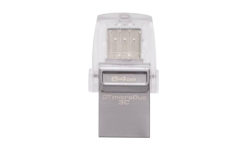 USB Flash Kingston DataTraveler MicroDuo 3C 64GB OTG USB-C USB 3.1 stříbrný