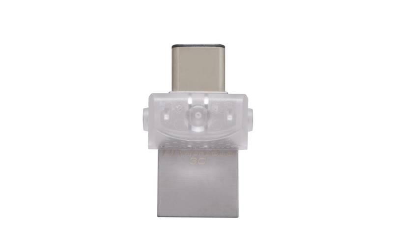 USB Flash Kingston DataTraveler MicroDuo 3C 64GB OTG USB-C USB 3.1 stříbrný