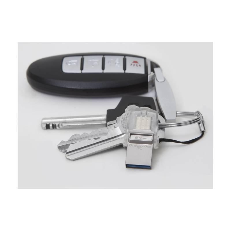 USB Flash Kingston DataTraveler MicroDuo 3C 64GB OTG USB-C USB 3.1 stříbrný