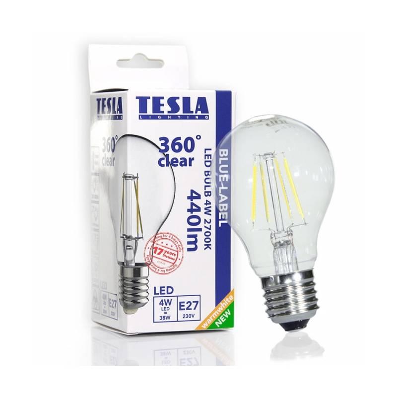 Žárovka LED Tesla Crystal Retro klasik, 4W, E27, teplá bílá