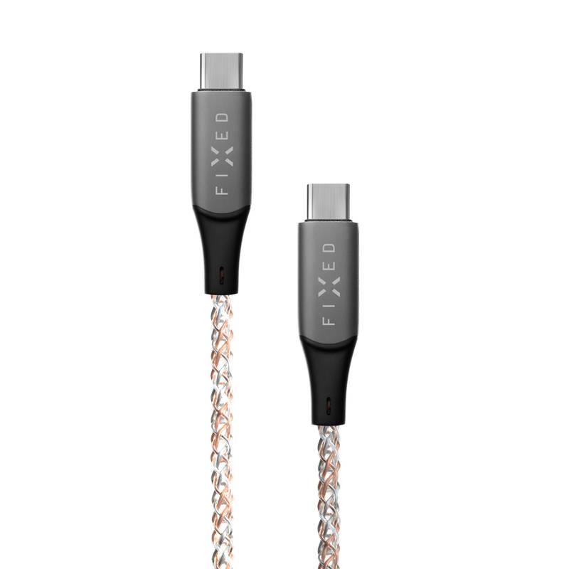 Kabel FIXED USB-C USB-C a podporou PD, 60W, 1,2m - svítící duhový