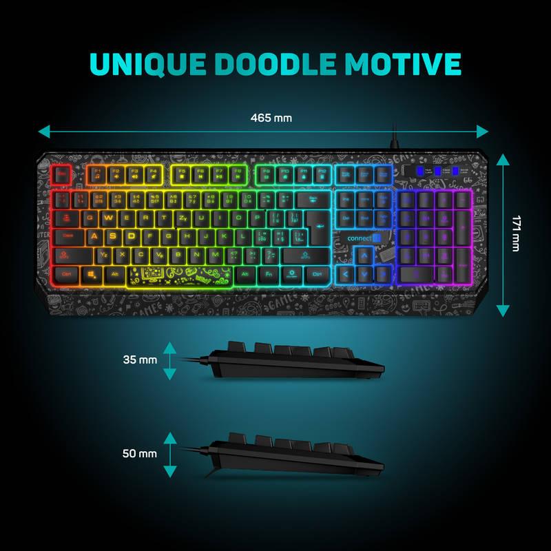 Klávesnice Connect IT DOODLE RGB, CZ SK černá