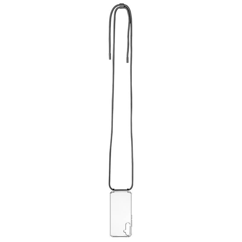 Kryt na mobil FIXED Pure Neck s černou šňůrkou na krk na Samsung Galaxy A34 5G průhledný