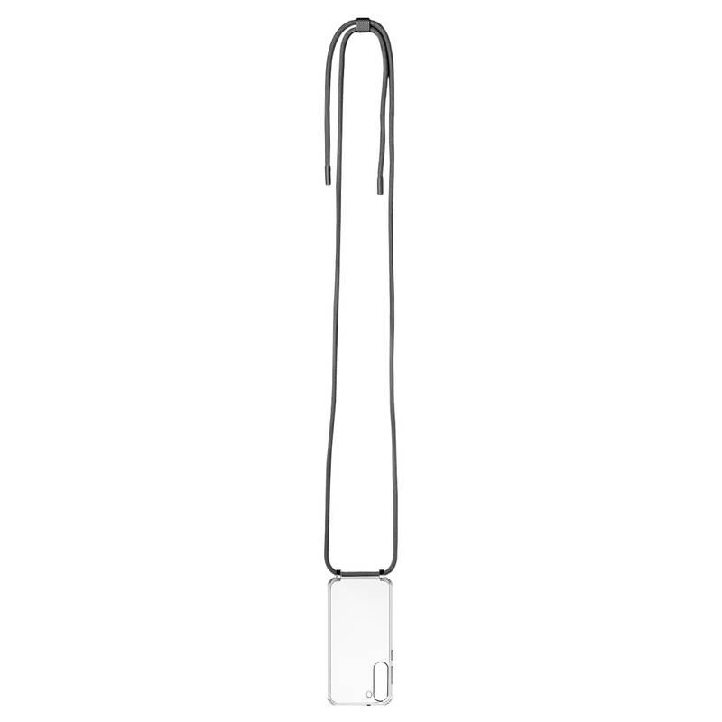 Kryt na mobil FIXED Pure Neck s černou šňůrkou na krk na Samsung Galaxy S23 průhledný