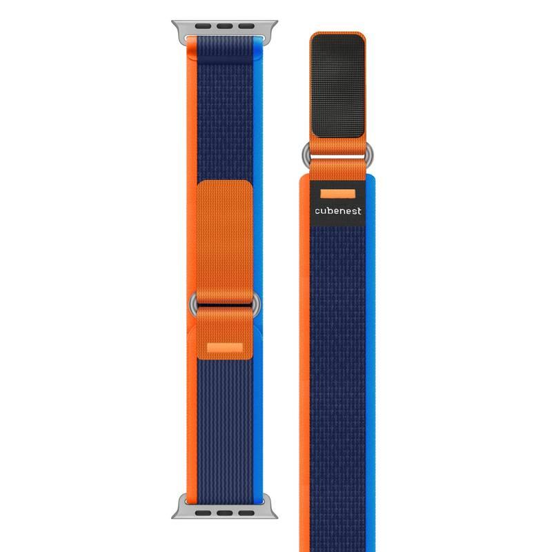 Řemínek CubeNest Trail Loop na Apple Watch 42 44 45 Ultra 49 mm modrý oranžový