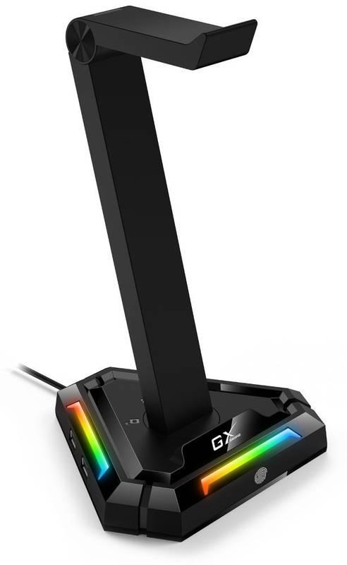 Stojánek Genius GX-UH100 na headset, RGB, USB hub černý