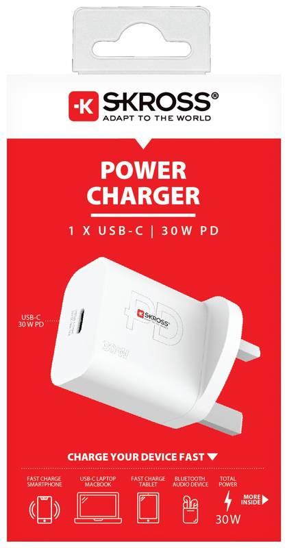 Cestovní adaptér SKROSS nabíjecí USB-C, 30 W PD, UK