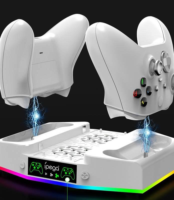 Dokovací stanice iPega RGB stojan s chlazením pro Xbox Series S 2ks baterií bílá