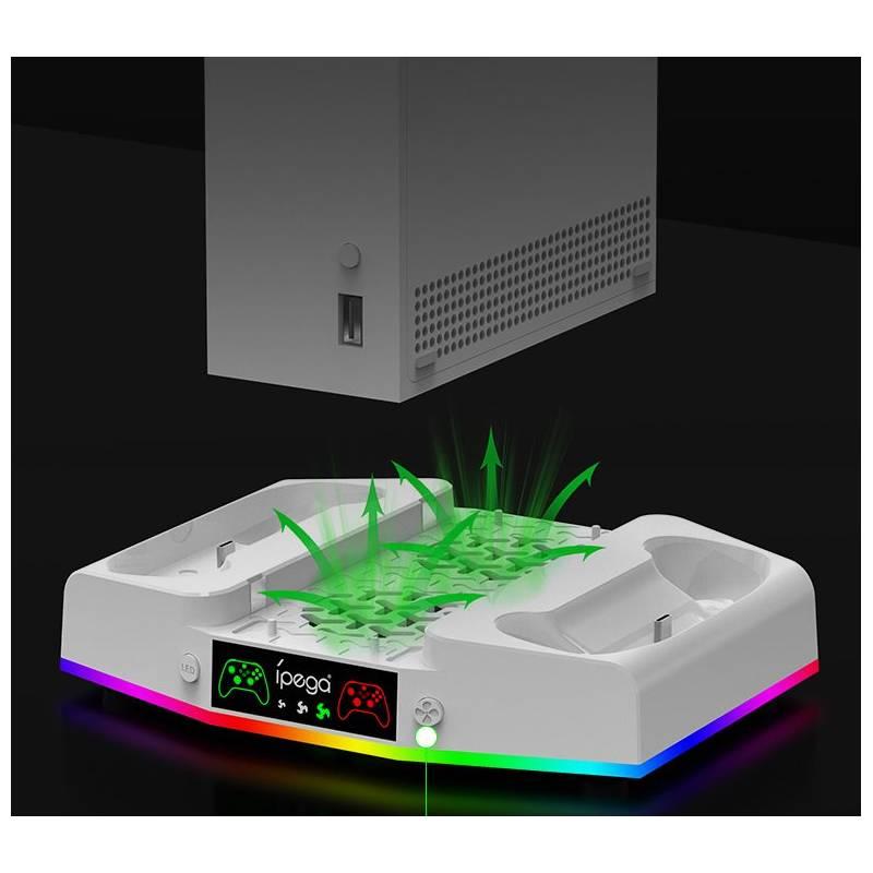 Dokovací stanice iPega RGB stojan s chlazením pro Xbox Series S 2ks baterií bílá