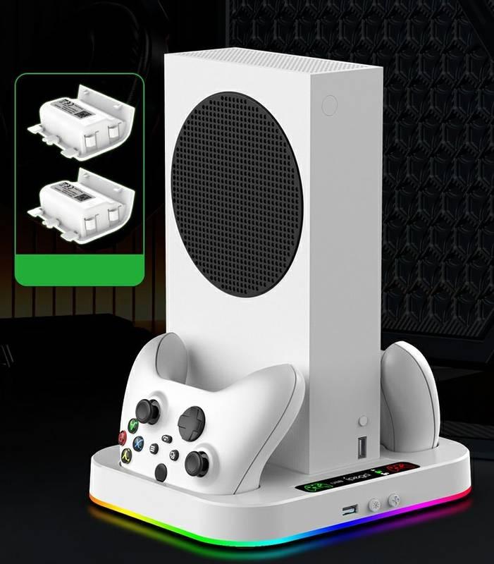 Dokovací stanice iPega RGB stojan s chlazením pro Xbox Series S 2ks baterií bílá