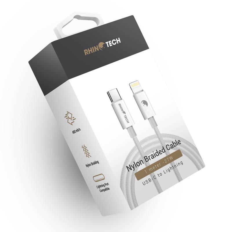 Kabel RhinoTech USB-C Lightning, 1 m, opletený bílý