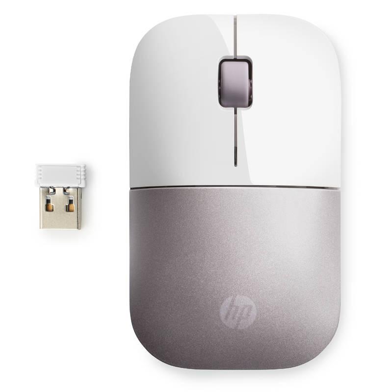 Myš HP Z3700 bílá růžová, Myš, HP, Z3700, bílá, růžová