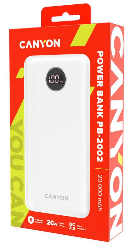 Powerbank Canyon PB-2002, 20 000 mAh bílá