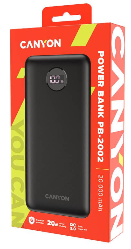 Powerbank Canyon PB-2002, 20 000 mAh černá