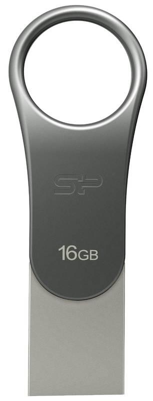 USB Flash Silicon Power Mobile C80 16 GB stříbrný, USB, Flash, Silicon, Power, Mobile, C80, 16, GB, stříbrný