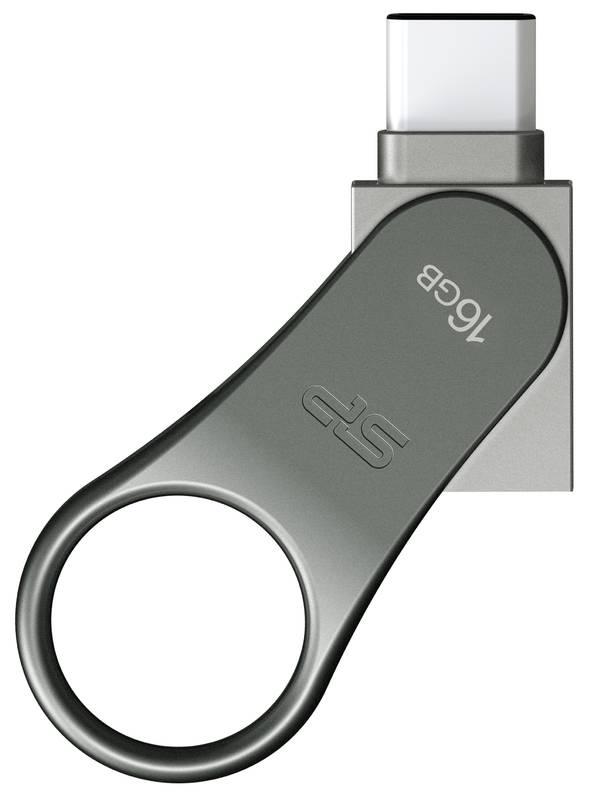 USB Flash Silicon Power Mobile C80 16 GB stříbrný, USB, Flash, Silicon, Power, Mobile, C80, 16, GB, stříbrný