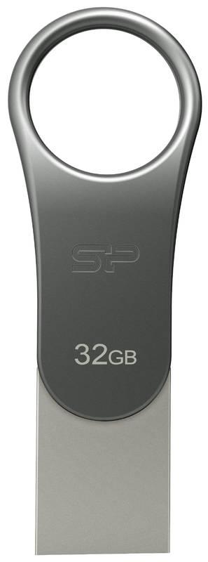 USB Flash Silicon Power Mobile C80 32 GB stříbrný, USB, Flash, Silicon, Power, Mobile, C80, 32, GB, stříbrný