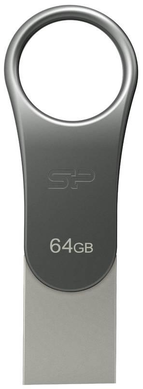 USB Flash Silicon Power Mobile C80 64 GB stříbrný, USB, Flash, Silicon, Power, Mobile, C80, 64, GB, stříbrný