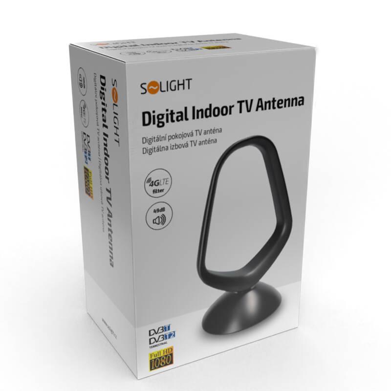 Anténa pokojová Solight DVB-T2, 49dB černá