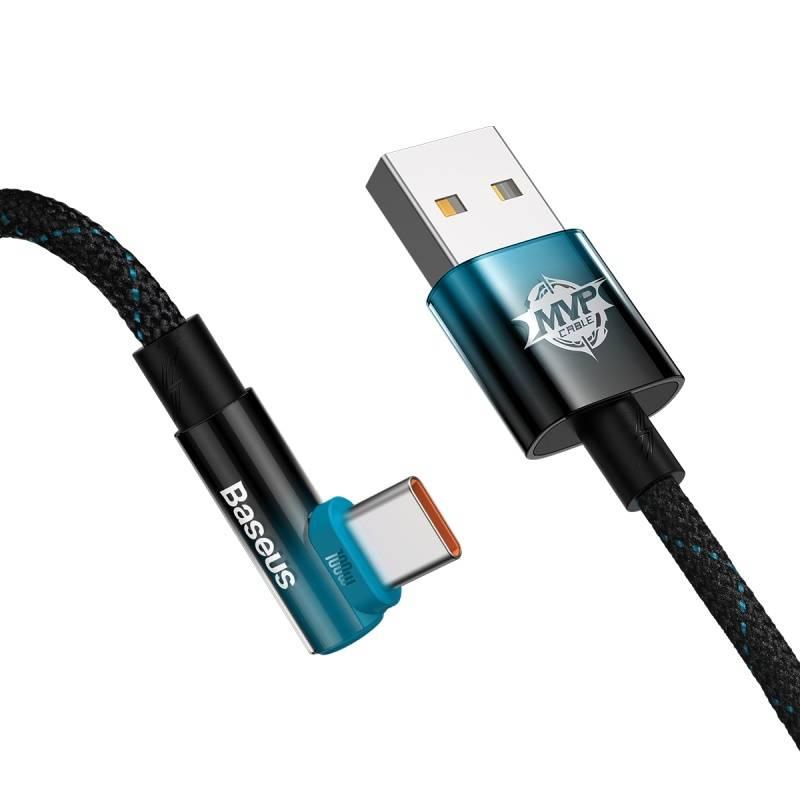 Kabel Baseus USB USB-C 100W, 2m černý modrý, Kabel, Baseus, USB, USB-C, 100W, 2m, černý, modrý