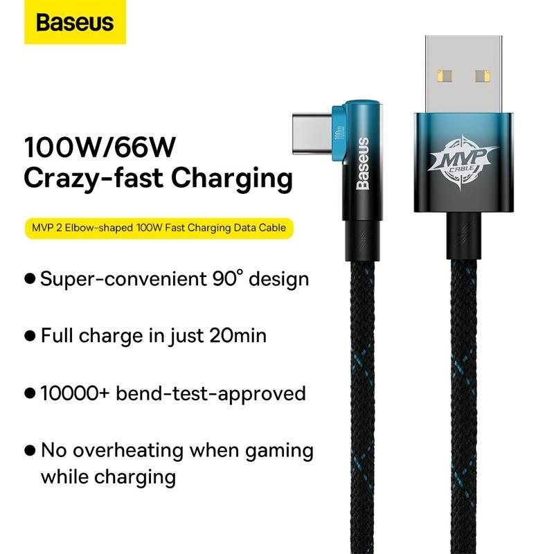Kabel Baseus USB USB-C 100W, 2m černý modrý