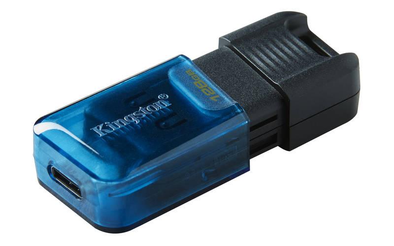 USB Flash Kingston DataTraveler 80 M 128GB, USB-C černý modrý, USB, Flash, Kingston, DataTraveler, 80, M, 128GB, USB-C, černý, modrý