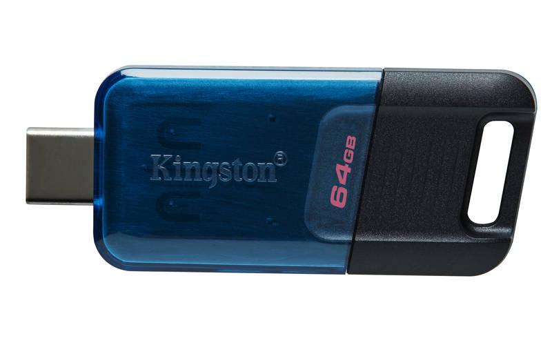 USB Flash Kingston DataTraveler 80 M 64GB, USB-C černý modrý