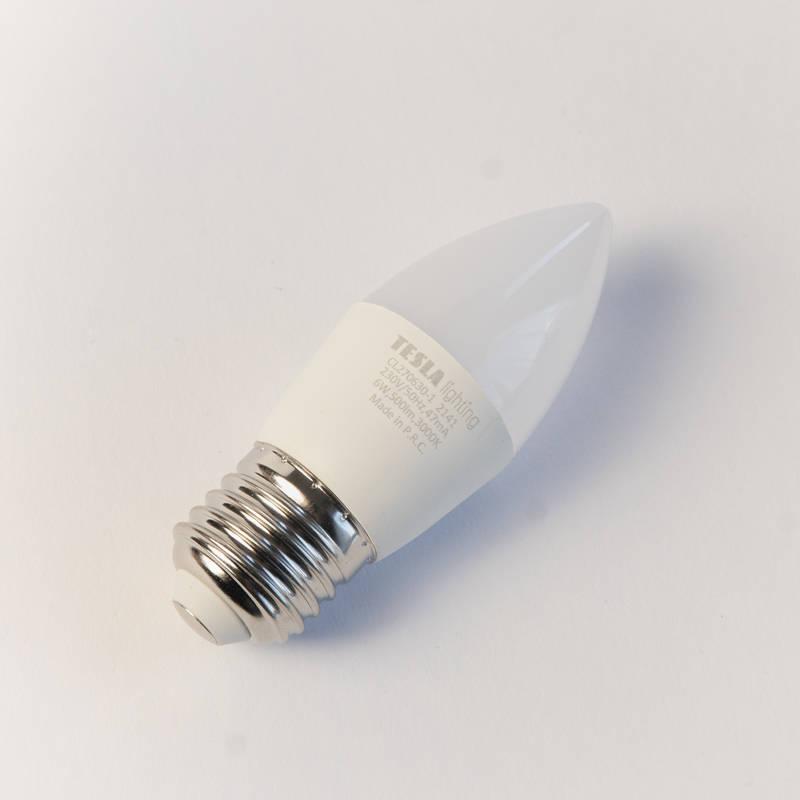 Žárovka LED Tesla svíčka E27, 6W, teplá bílá