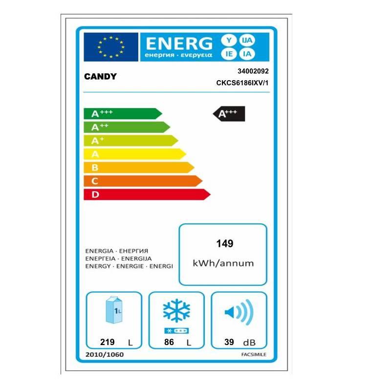 Chladnička s mrazničkou Candy CKCS6186IXV 1 nerez