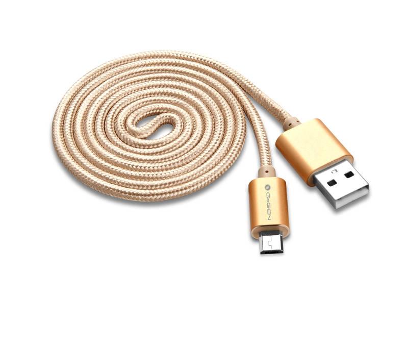 Kabel GoGEN USB micro USB, 1m, oplétáný zlatý