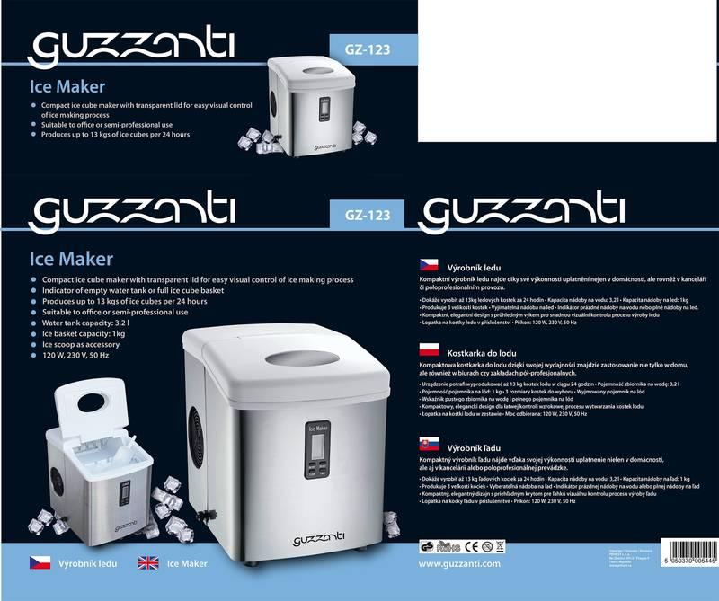 Výrobník ledu Guzzanti GZ 123 stříbrný, Výrobník, ledu, Guzzanti, GZ, 123, stříbrný
