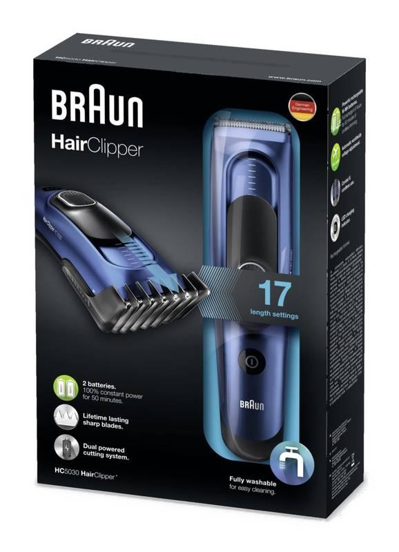 Zastřihovač vlasů Braun HC 5030 modrý, Zastřihovač, vlasů, Braun, HC, 5030, modrý