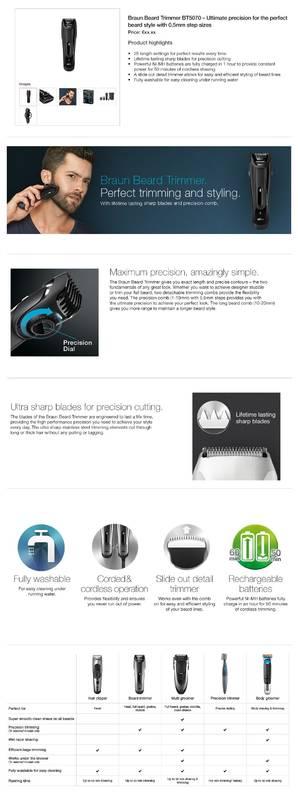 Zastřihovač vousů Braun BT 5070 černý